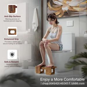 Cross-border wooden <b>bathroom</b> <b>stool</b> for home use, elderly, children, pregnant women, toilet, and commode seat with adjustable - Product Image 3