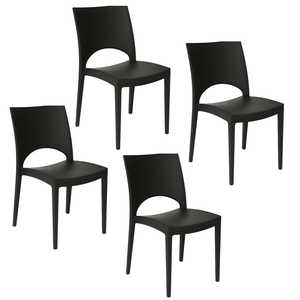 Grandsoleil Sedie da Giardino in Polipropilene Antracite 47x51x80 Cm Impilabili per Esterni - Product Image 1
