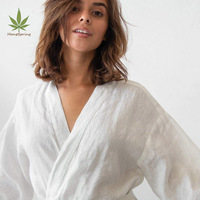 Bata de Baño de Lino Sostenible, Bata Kimono 100% Lino, Bata de Dormir para Mujer, Bata de Baño Orgánica para Mujer, Bata de Baño Ecológica de Lino, Kimono