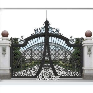 Porte en acier LB-IG-025, design traditionnel, anti-effraction, double porte latérale pour entrée de villa - Product Image 2