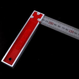 Regla cuadrada de acero con mango de aluminio de 300 mm, base roja, regla angular de metal para herramientas de medición de carpintería - Product Image 3
