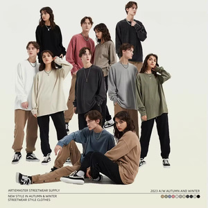 Camiseta de Manga Larga Extra Grande, 100% Algodón, 250 GSM, con Logotipo Personalizado, Lavado Ácido Vintage, Batik Unisex, Peso Pesado - Product Image 2