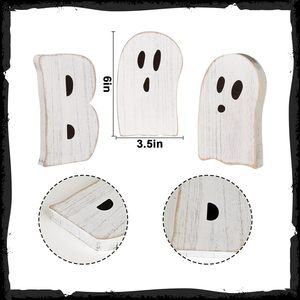Décorations d'Halloween en forme de fantômes, ornements artisanaux en bois, décor de scène de fête intérieure, style MDF 1 2 3 - Product Image 2