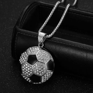 Collar con Colgante de Balón de Fútbol de Acero Inoxidable yunnique, con Incrustaciones de Diamantes de Imitación en Oro y Plata, Joyería Unisex para Regalo - Product Image 2