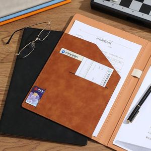 Custom Print Logo Multifunctional <b>A4</b> Corporate Conference Business Stationery <b>Folder</b> <b>Leather</b> Contract File <b>Folders</b> - Product Image 1