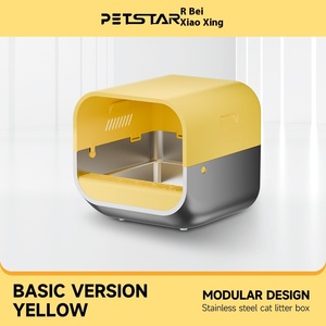Modern Half-Enclosed Aço Inoxidável <span class=keywords><strong>Cat</strong></span> Litter Box Fácil Limpar Grande Toalete Do Gato com Colher De Plástico para Evitar Salpicos - Product Image 6