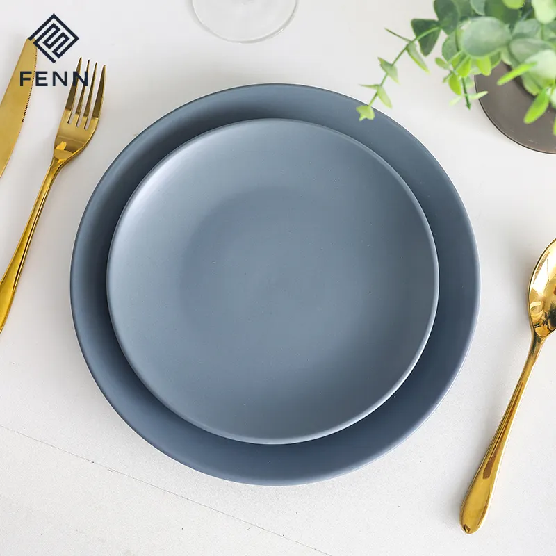 Nordic style matte porcelain plate decoration minimalist plate set custom ceramic plates for restaurant hotel house