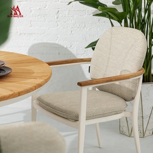 Juego de Mesa de Comedor Redonda de Madera de Teca de Lujo para Exteriores, con 4-6 Sillas, para Hotel, Restaurante, Cafetería, <span class=keywords><strong>Bistro</strong></span>, Jardín, Patio - Product Image 3