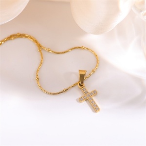 Hot Selling New Products Gold Plated Cz Zircon <b>Cross</b> Pendant Necklace - Product Image 3