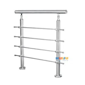 HJ Professional Manufacture Stainless Steel 304 Rod Fence Cross Adjustable Support Rod Balustrade Indoor Stairs Rod Bar Railing