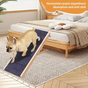 ทางลาดไม้สนธรรมชาติแบบพับได้สำหรับสัตว์เลี้ยง บันไดพกพาสำหรับสัตว์เลี้ยง ทางลาดสำหรับสุนัขพันธุ์เล็กถึงกลาง - Product Image 5