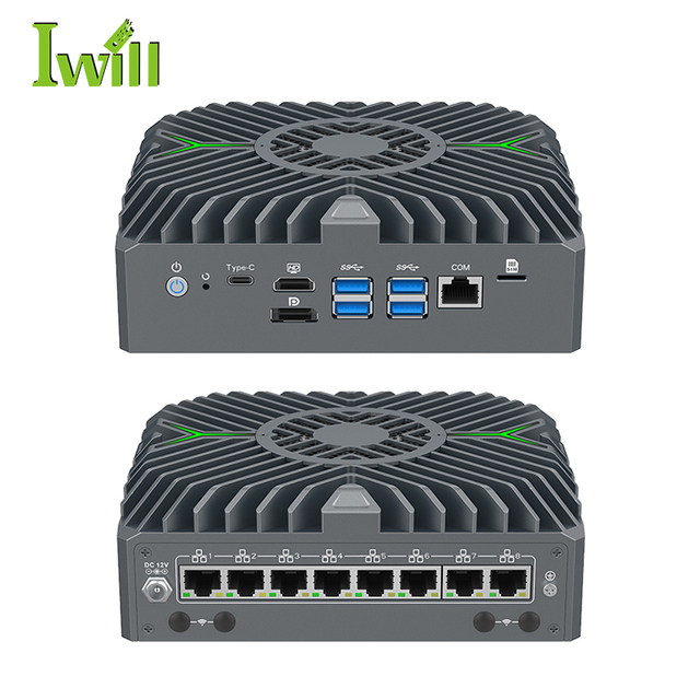 Firewall Mini Pc 14th Gen Ultra 5 125U Router Pfsense Mini Pc with 8 2.5G Lan 1HD 1DP 1Type C Triple Display
