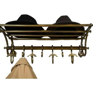 Porte-manteau mural rectangulaire en aluminium durable, finition brun antique, rangement multifonctionnel pour salle de bain - Product Image 1