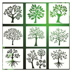 9 Pcs Réutilisable 8 Pouces <span class=keywords><strong>Arbre</strong></span> de Vie <span class=keywords><strong>Pochoir</strong></span> Bois Brûlant et <span class=keywords><strong>Peinture</strong></span> Gabarit de Dessin en Plastique pour Bois - Product Image 1