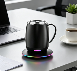 Mug à café intelligent à LED avec contrôle de température, en acier inoxydable, réutilisable, personnalisable, isotherme, pour souvenir - Product Image 1