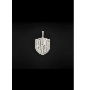 Pendentif personnalisé en argent sterling 925 plaqué or rose avec lettre et diamant taille brillant, pierre blanche hip-hop pour homme - Product Image 1