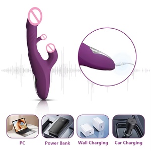 <span class=keywords><strong>3</strong></span>-in-1 kadın elektrikli teleskopik yapay penis vibratörler şarj edilebilir el masaj aleti üçlü g-noktası isı Flap sting sting Masturbators - Product Image 4