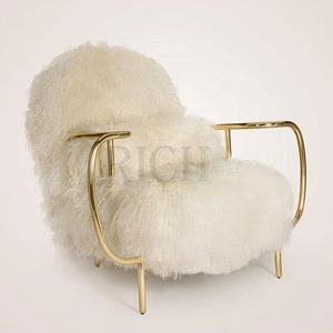 <span class=keywords><strong>Fauteuil</strong></span> de luxe moderne contemporain, grand <span class=keywords><strong>fauteuil</strong></span> en fausse fourrure avec bras art, pelucheux blanc pour salon - Product Image 3
