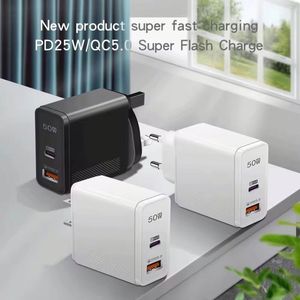 Super Fast 50W PD 25W QC5.0 Portable Charger Adapter EU UK US <b>Plug</b> Quick <b>Charging</b> Home Power Supply-<b>USB</b> <b>C</b> Type-<b>C</b> Phone Charger - Product Image 3