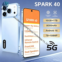 Nouveau Téléphone Android 16 5G Global HD LED 7,3 Pouces 16 Go + 1 To, Batterie 8000 mAh, Navigation GPS, Double Carte SIM CDMA, Étui de Téléphone Inclus, Modèle Spark40 2026