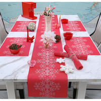 Napperons de table de Noël antidérapants rouge foncé et marron, en plastique, rectangulaires, écologiques, CLASSIQUE, en stock