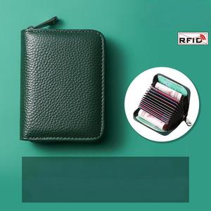 Women's Blocking Genuine Leather Business Card <b>Holder</b> Wallet Waterproof Handbag with PVC Lining RFID - Product Image 4