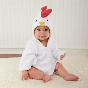 Factory Direct Sells Cute White Easter chick Baby Hooded Bath Towel OEM Custom 100% Cotton Hooded Kids Bathrobe