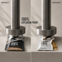 Sachet de gel énergétique imprimé sur mesure à trois soudures avec encoche de déchirement pour nutrition sportive, emballage alimentaire de qualité alimentaire avec faible MOQ