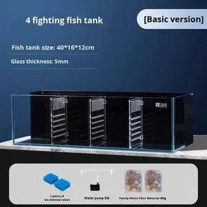 Acquario in Vetro Ultra Bianco per Pesci Betta, Multi-Scomparto con Filtro Posteriore, Nessuna Cambio d'Acqua Necessario, Piccolo per Soggiorno - Product Image 6