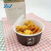 Bol à salade rond en papier kraft noir gaufré avec couvercle en PP, récipient alimentaire jetable étanche pour plats à emporter et livraison