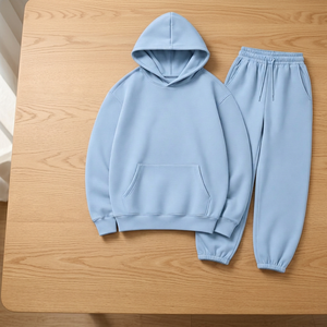 Custom Logo Polar Fleece Hoodie Jogger Set Solid Color Winter Pullover Hooded Sweatshirt Promotional Gift - Product Image 6