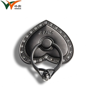 <b>Black</b> Heart Shape Fashion Metal Magnet <b>Bracket</b> 360 Degrees Magnetic Mobile Phone Ring Holder - Product Image 6