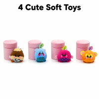 Ensemble de 4 jouets Squishy en peluche, motifs mignons, doux, à récupération lente, texture tissée, décor feuille, animaux Squishy