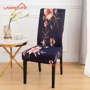 Fundas para sillas de comedor estirables de alta calidad con patrones impresos para sillas de hotel con brazo de playa estilo liso