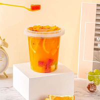 Seau à boisson en plastique transparent 1L avec couvercle 1000ml PP tasse à jus pour bouteilles de boisson au lait thé fruits