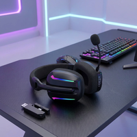 Auriculares Inalámbricos para Juegos 2.4G, Tri-Modo BT, RGB, con Micrófono Desmontable para PC, PS5, Xbox, Laptop