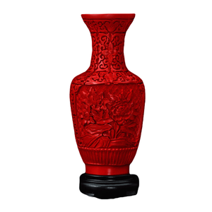 10-Inch Chinese Pure Natural Lacquerware Vase Exquisite Classical Red Carved Lacquer Finish Collection