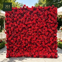 Heißer Verkauf: Großhandel Handgefertigte Seidenrosen-Blumenwand, Maßgefertigte Künstliche Blumenwand für Kommerzielle Geschäfte und Fotodekoration
