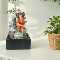 Fontaine extérieure Dragon en résine avec urnes et lumière LED s'élevant à travers les nuages Dragon Pearl
