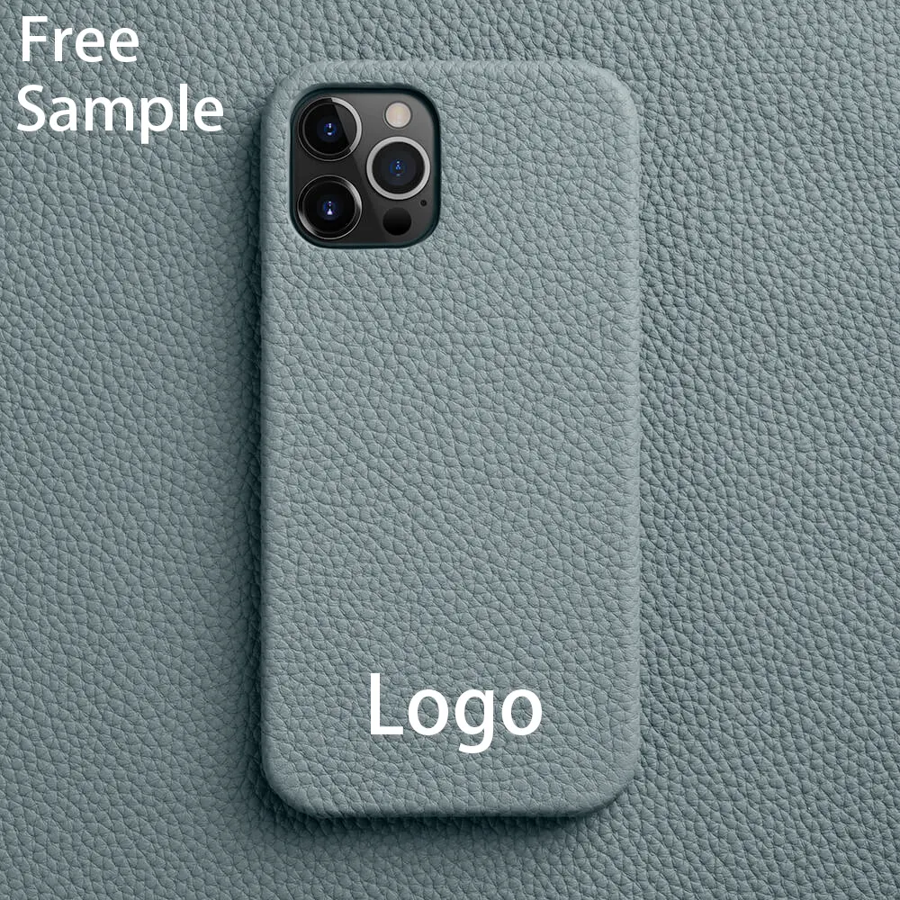 Minibook capa de celular de couro legítimo, venda quente, pebble, de couro, com logotipo personalizado, para iphone 13 14