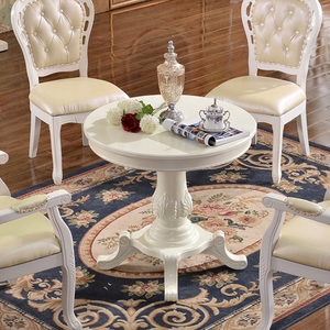 Set di Sedie da Pranzo in Legno Classico di Lusso Europeo, Poltrona Intagliata in Legno Massello con Braccioli Rivestiti in Vera Pelle - Product Image 1