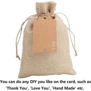 Pochette en toile de jute avec cordon de serrage pour cadeaux de mariage, bijoux, bonbons, étiquettes DIY - Product Image 2