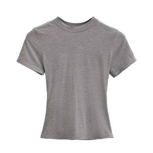 T-shirt décontracté d'été pour <span class=keywords><strong>femme</strong></span>, coupe classique, manches courtes, imprimé contrasté, logo personnalisé, jersey - Product Image 2