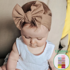 Yeni avrupa ve amerikan çocuk Headbands bebek çizgili çift katmanlı yay bebek Headbands yumuşak bebek saç aksesuarları - Product Image 1