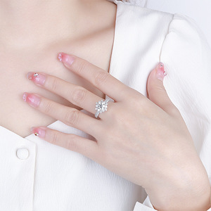 Lusso Moissanite matrimonio anelli di fidanzamento VVS 1Ct colore verde <span class=keywords><strong>grigio</strong></span> diamante rotondo S925 <span class=keywords><strong>argento</strong></span> Sterling per le donne matrimonio - Product Image 5