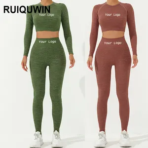 RUIQUWIN最新健身服装女性长袖瑜伽上衣健身套装加尺码瑜伽服运动服