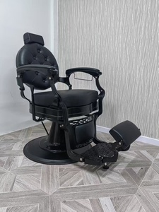 Sillón de Barbero Vintage Europeo Moderno para Hombre, con Bomba Hidráulica Resistente, Asiento de Cuero Reclinable, Giratorio 360 Grados y Plegable - Product Image 2