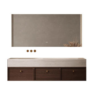 Medieval style slate hot-bent integrated basin solid wood bathroom cabinet hand washbasin washstand bathroom - Product Image 4