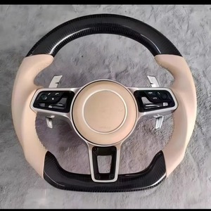 Volante Deportivo de Lujo en Fibra de Carbono y Cuero Rojo para <span class=keywords><strong>Porsche</strong></span> <span class=keywords><strong>911</strong></span> 718 <span class=keywords><strong>Carrera</strong></span> GT Macan Cayenne, Modificación Interior - Product Image 1