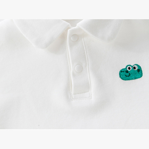 Camiseta de bebé, camisa base, polo con solapa para niños y niñas, de algodón puro, para primavera y otoño, top individual de manga larga para bebés, ropa de otoño. - Product Image 2